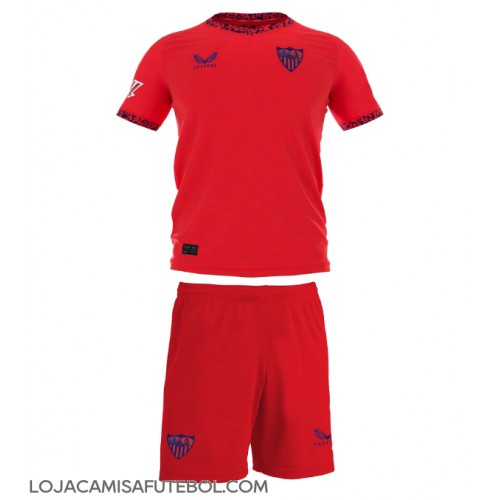 Camisa de Futebol Sevilla Equipamento Secundário Infantil 2024-25 Manga Curta (+ Calças curtas)